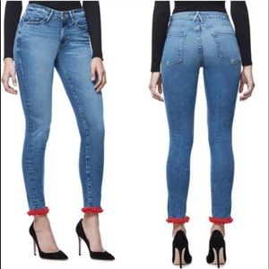 Good American Good Legs Skinny Pom Jeans Sz 00/24